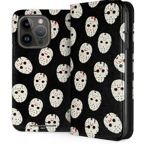 Warner Bros Friday the 13th Jason Voorhees Pattern iPhone 15 Pro Folio Case